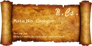 Matejko Csongor névjegykártya